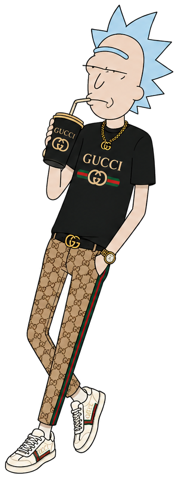 Gucci Rick drinking in a relaxed pose