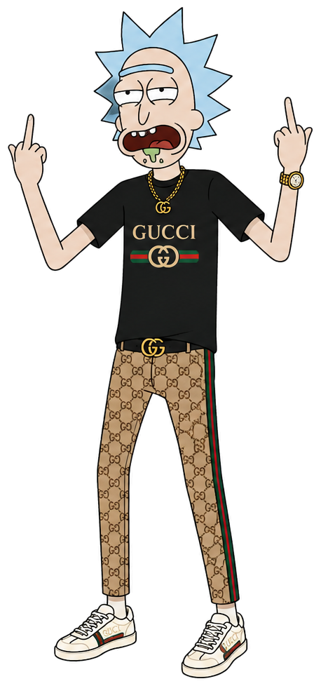 Gucci Rick ranting with both hands raised